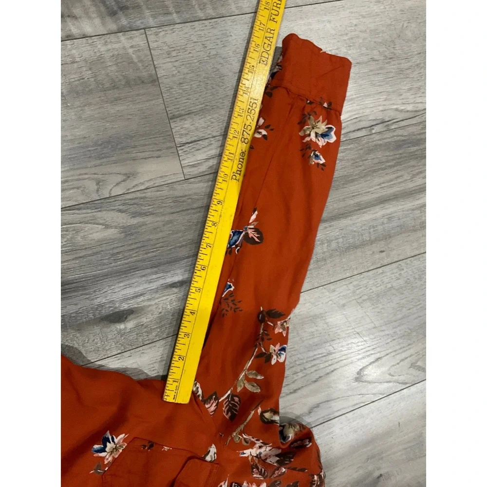 Back In The Saddle Floral Western Button Down Shirt Rust Orange Lace Up Back M - Picture 6 of 7